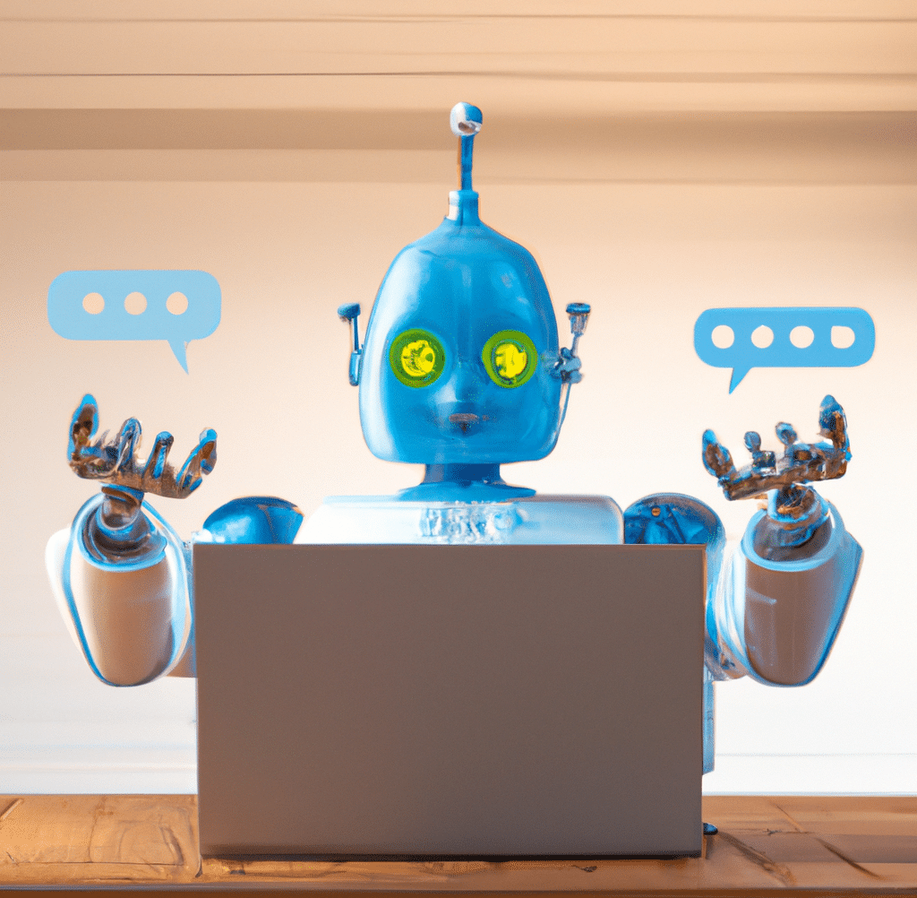 Social Media Automation: The Ultimate Timesaver 2 realistic robot using an macbook with a social media feed 1